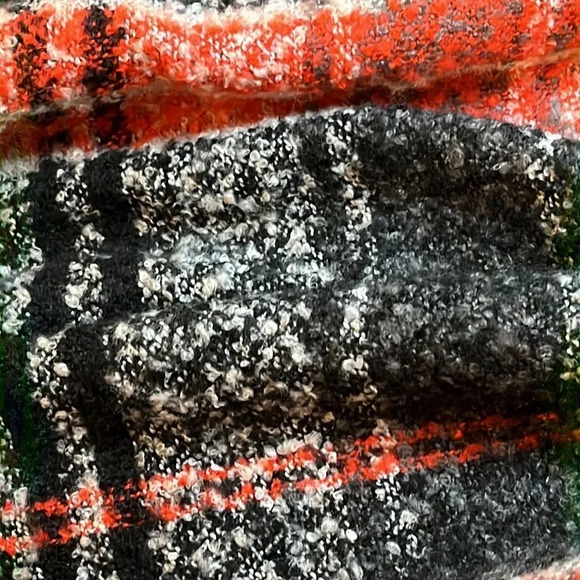 Red/Gray/Black Plaid super soft long oversized blanket scarf fringe trim - Picture 12 of 15